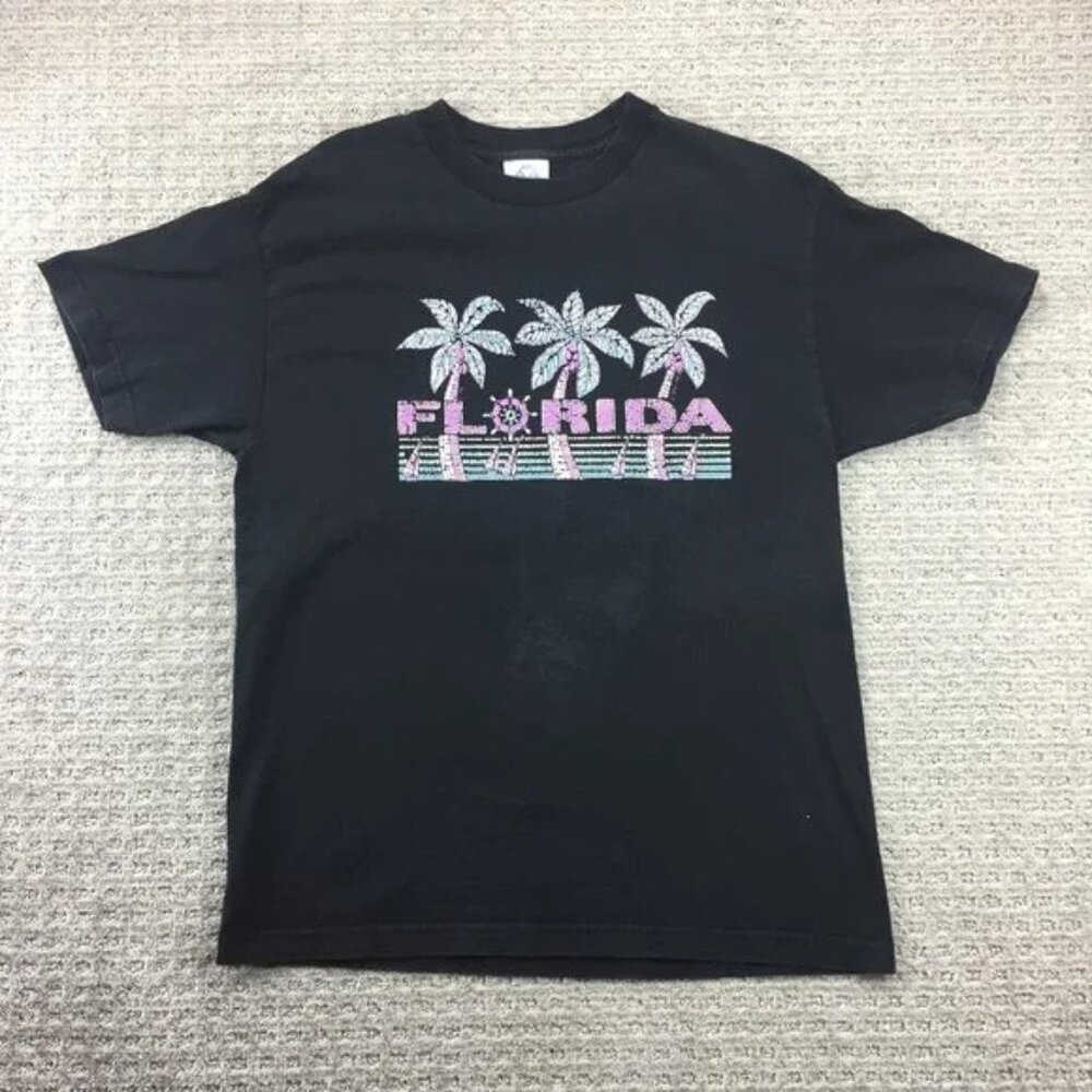 Vintage Florida Shirt Men Large L Black Beach Alstyle Activewear & Apparel Y2K